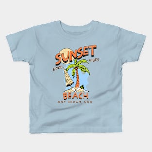 Sunset Beach Good Vibes Kids T-Shirt